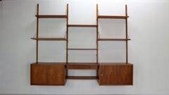 Mid-Century Modern Danish Teak and Brass Modular Wall Shelving Unit, 1960s