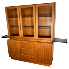 Mid Century Modern Danish Teak Buffet Hutch Display China Cabinet By Mobican