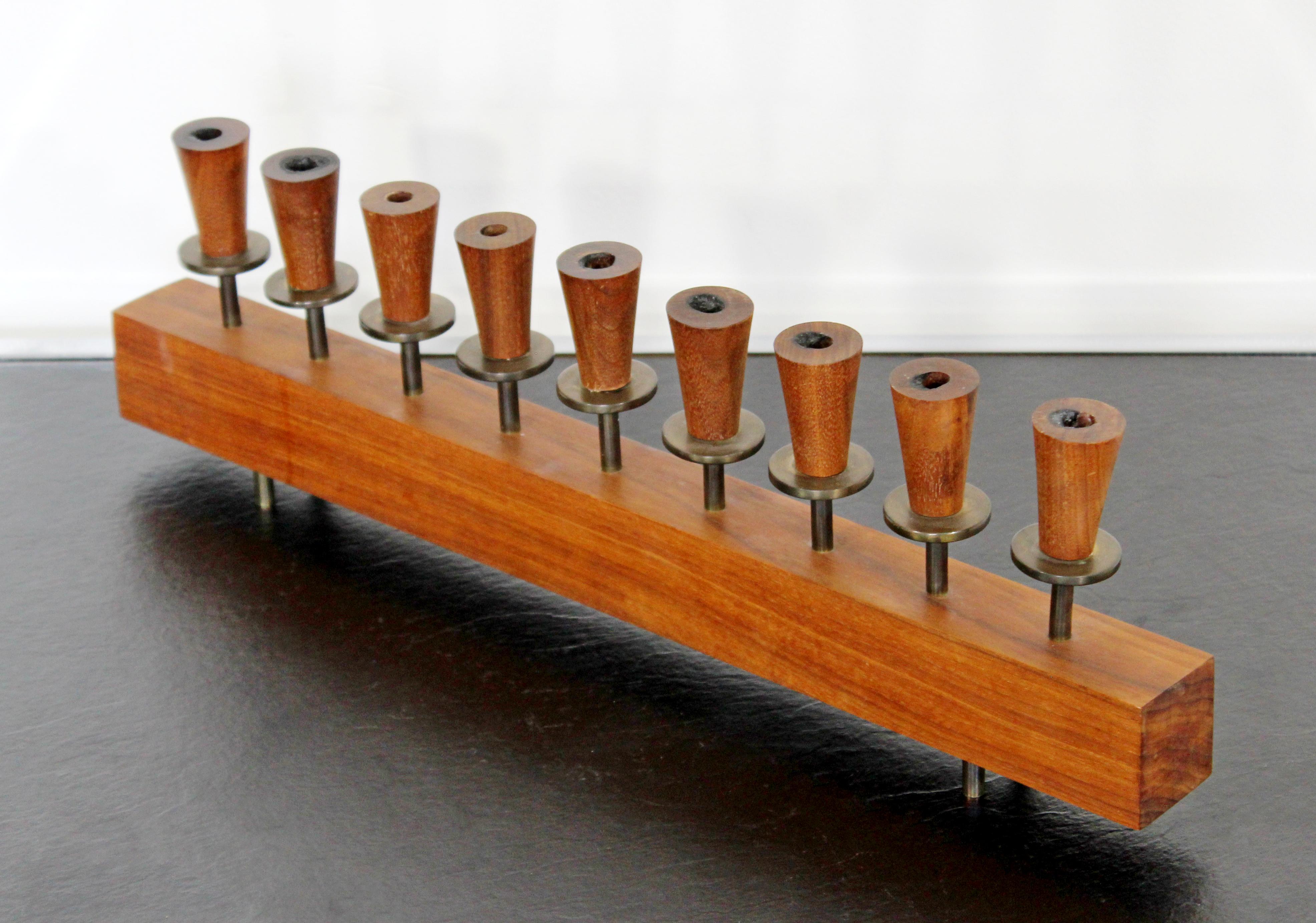 20th Century Mid-Century Modern Danish Teak Candelabra Candle Holder Menorah, 1960s