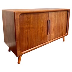 Vintage Mid-Century Modern Danish Teak Compact Sideboard with Tambour Doors by Dyrlund