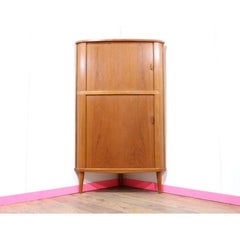 Mid Century Modern Danish Teak Corner Drinks Cabinet Bar by Skovmand & Anderson