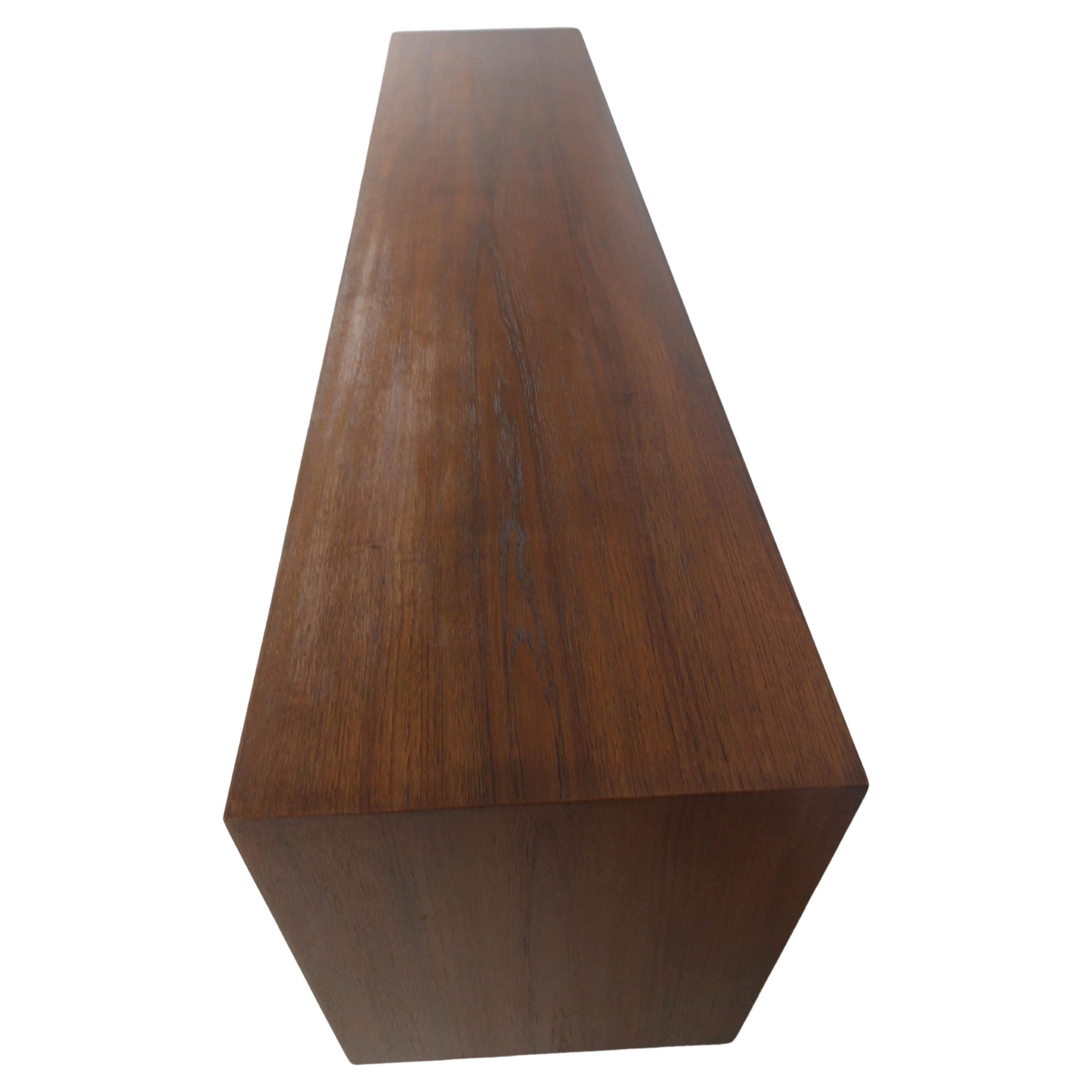 Scandinavian Modern Mid Century Modern Danish Teak Credenza with 3 Sliding Doors & Fitted Interior For Sale