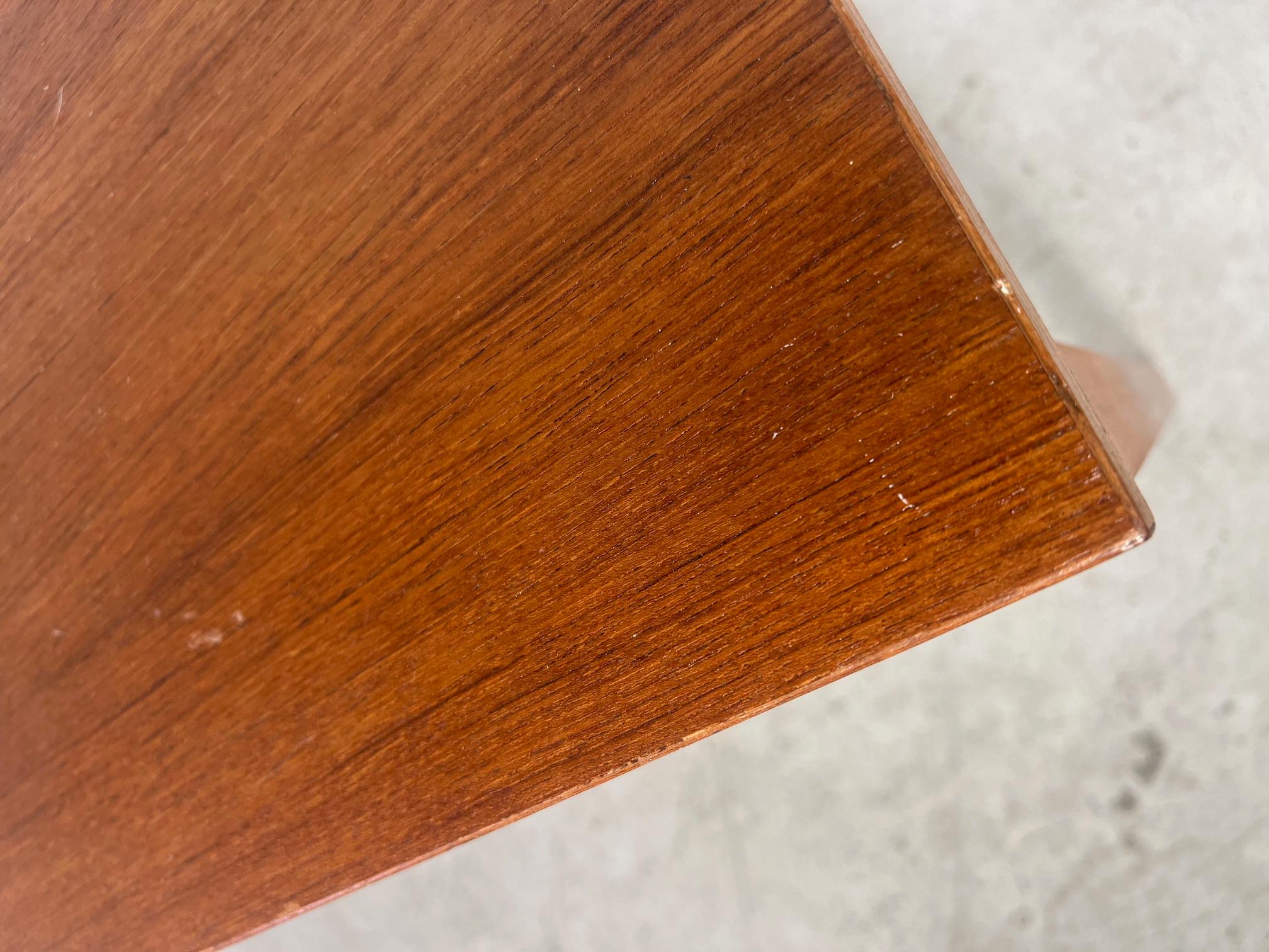Mid Century Modern Danish Teak Desk By Domino Mobler Free Standing For Sale 3