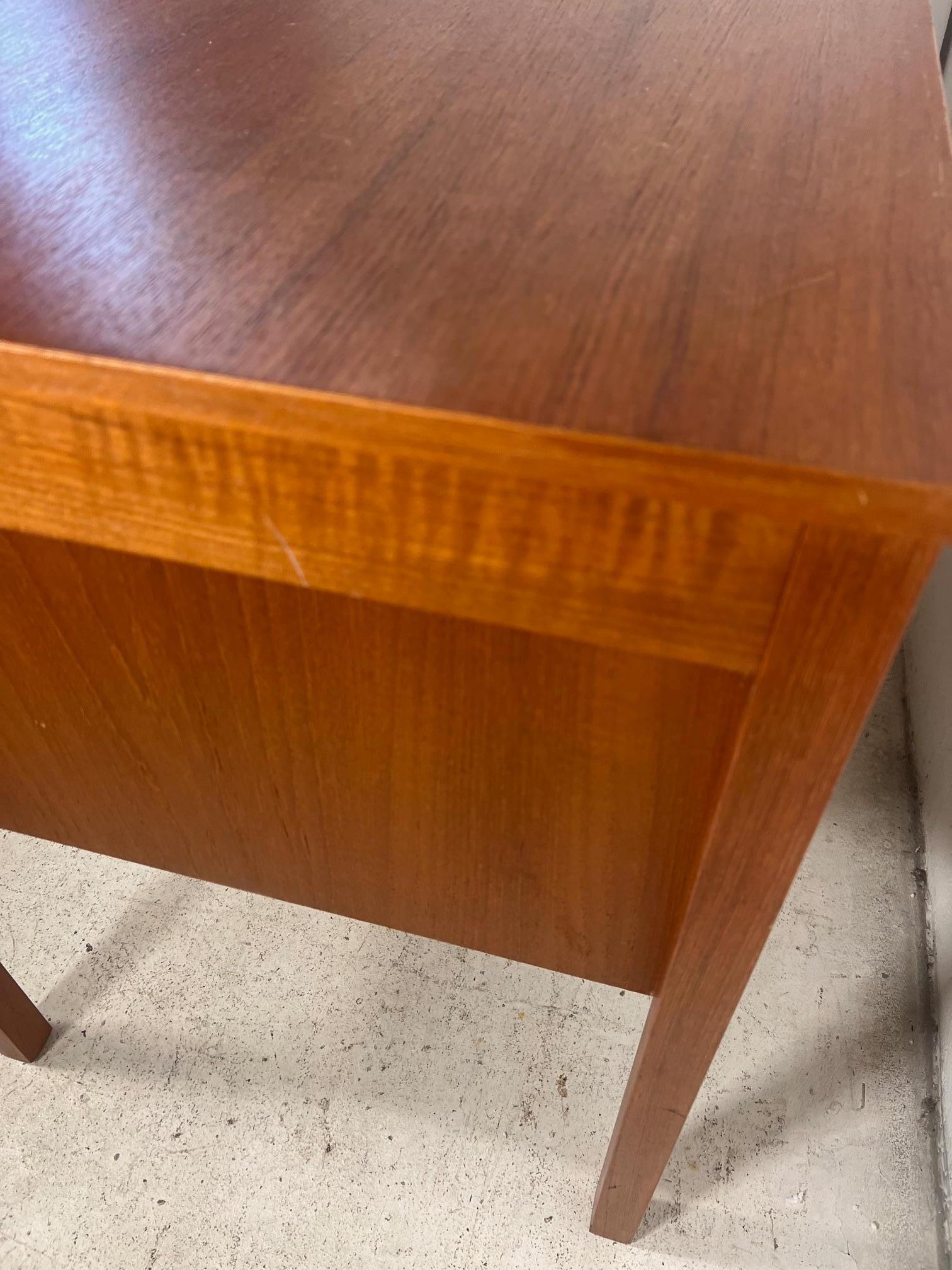 Mid Century Modern Danish Teak Desk By Domino Mobler Free Standing For Sale 4