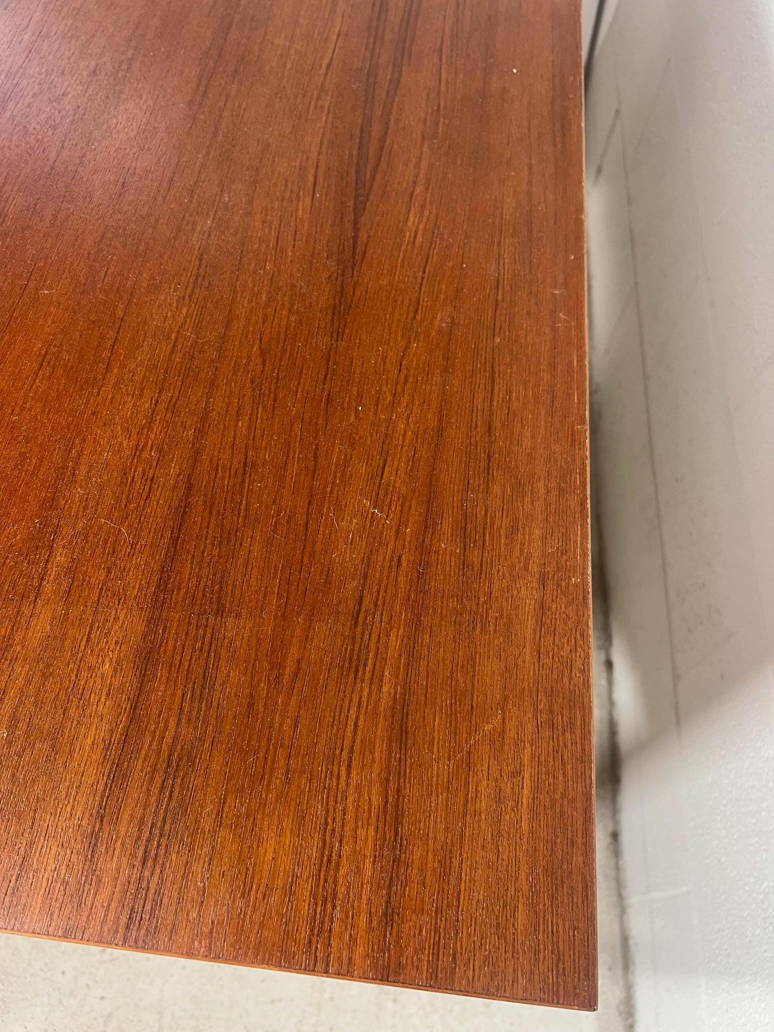 Mid Century Modern Danish Teak Desk By Domino Mobler Free Standing For Sale 5