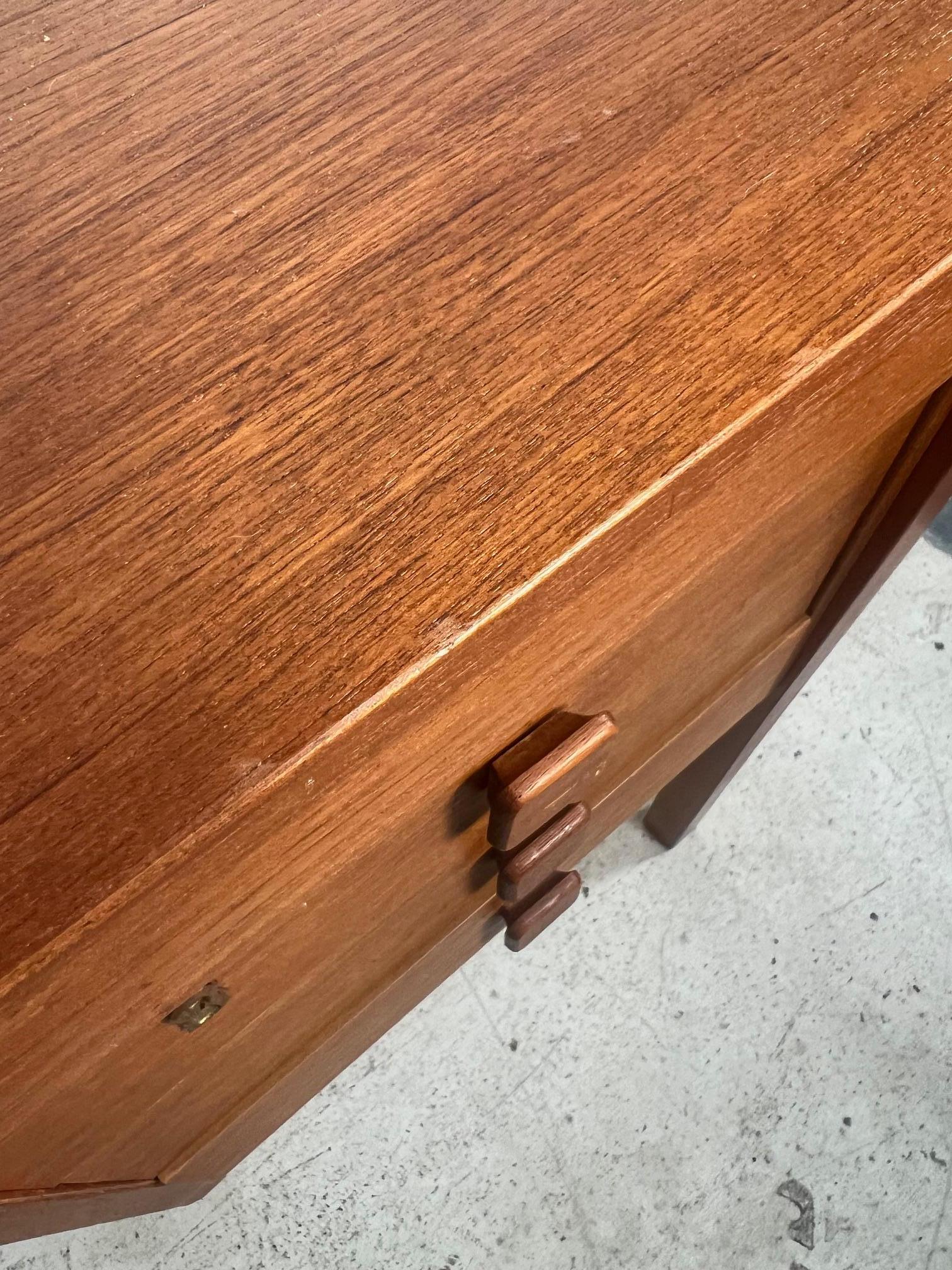 Mid Century Modern Danish Teak Desk By Domino Mobler Free Standing For Sale 6