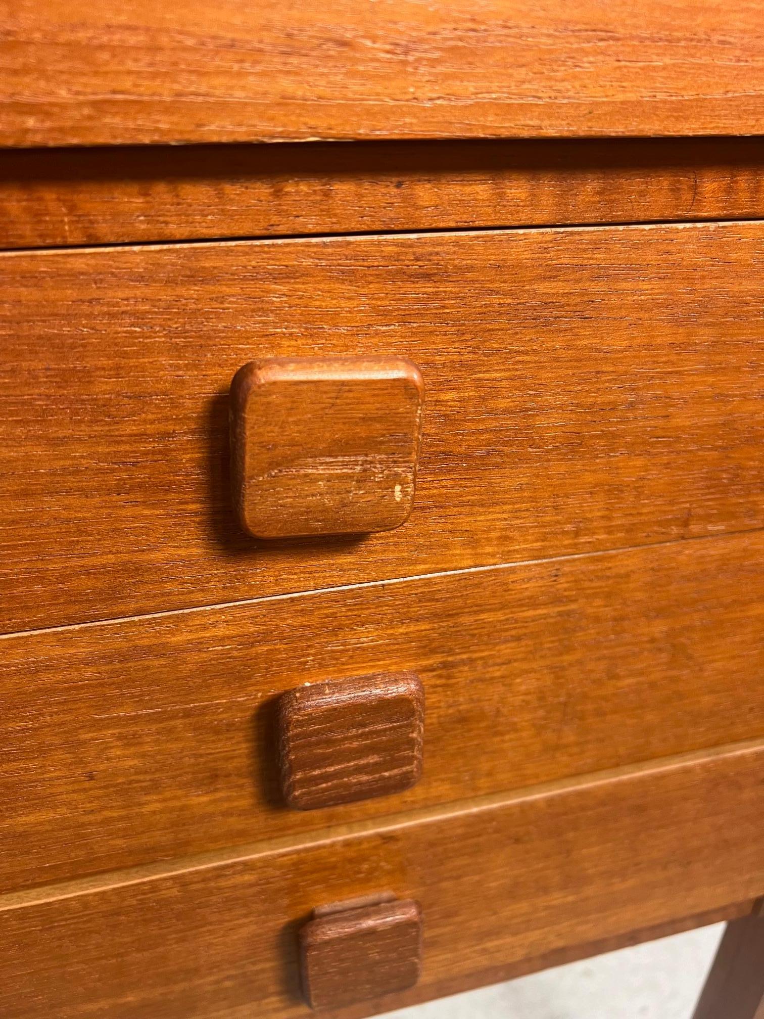 Mid Century Modern Danish Teak Desk By Domino Mobler Free Standing For Sale 8