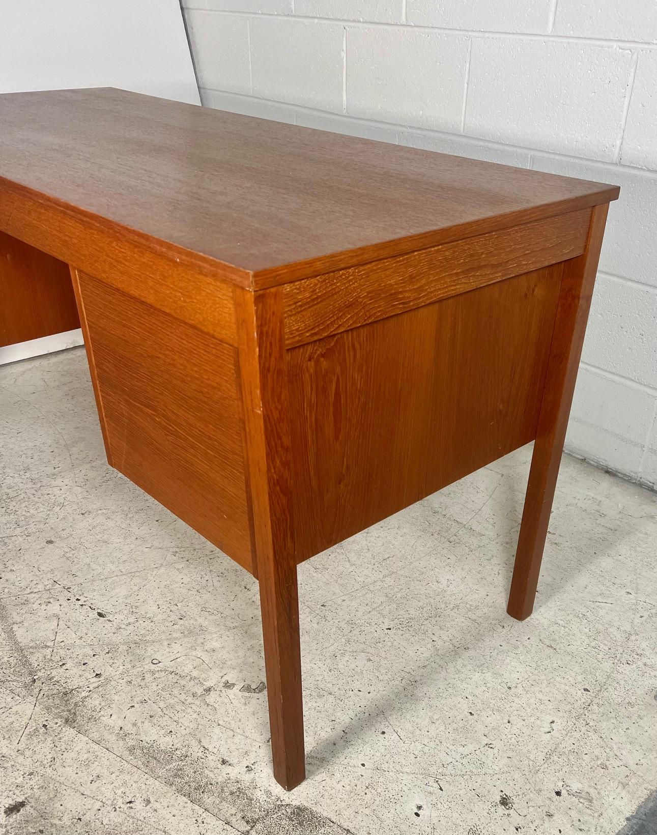 Mid Century Modern Danish Teak Desk By Domino Mobler Free Standing For Sale 9