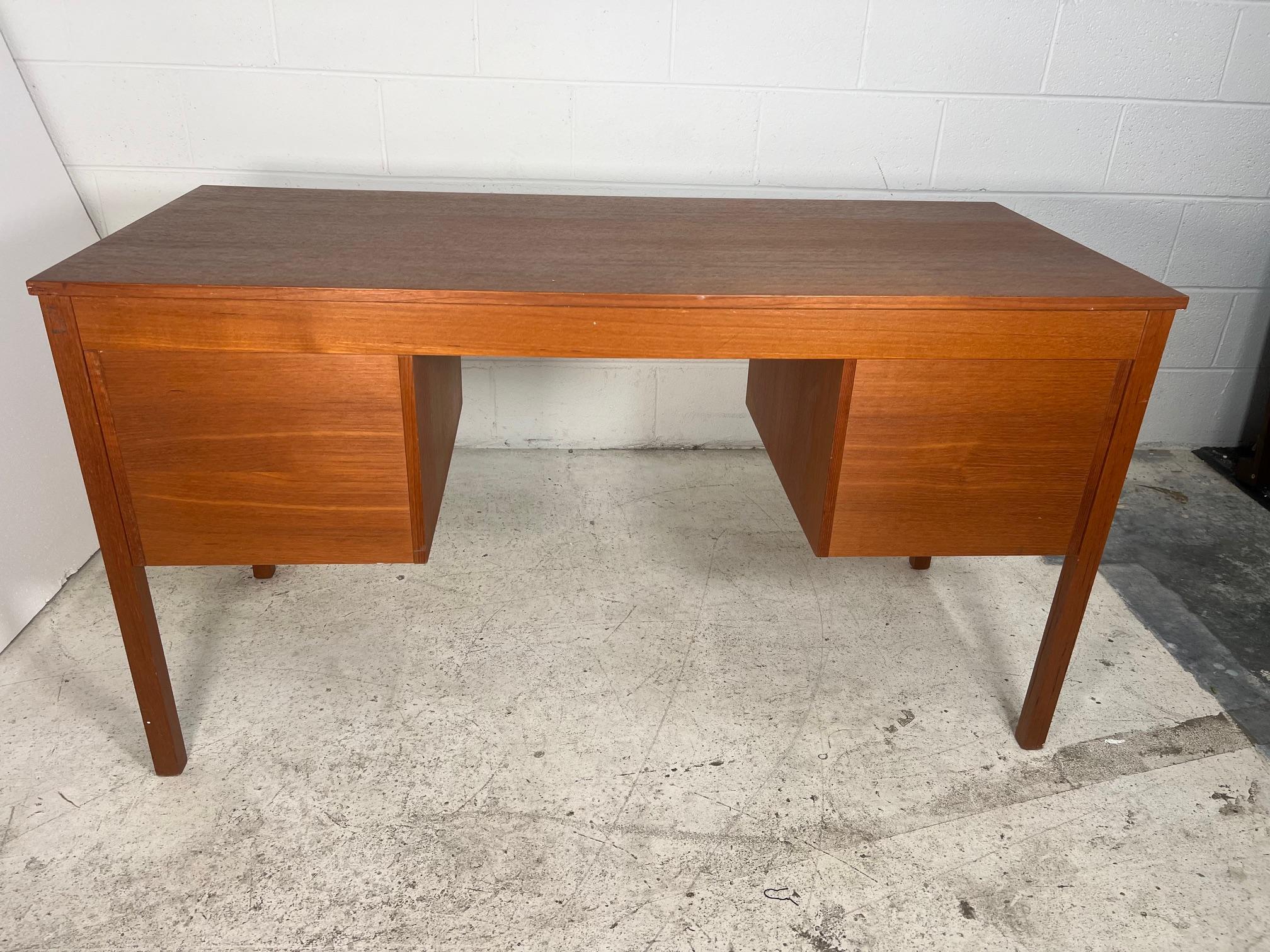 Mid Century Modern Danish Teak Desk By Domino Mobler Free Standing For Sale 10