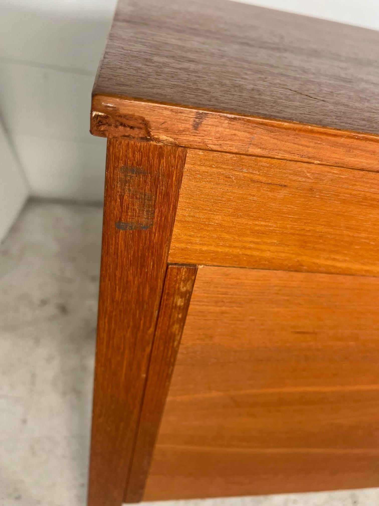 Mid Century Modern Danish Teak Desk By Domino Mobler Free Standing For Sale 11