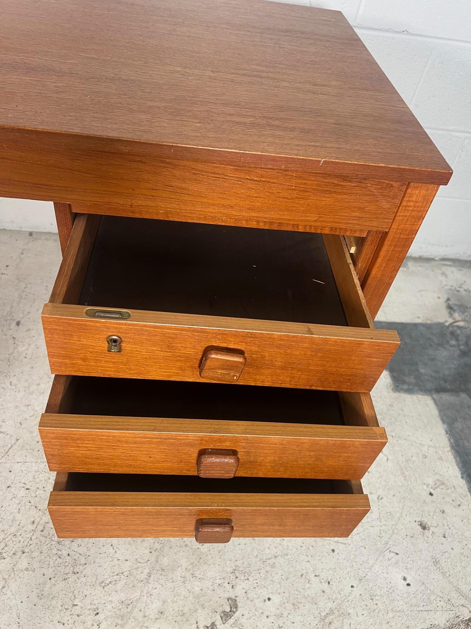 Mid-Century Modern Mid Century Modern Danish Teak Desk By Domino Mobler Free Standing For Sale