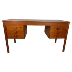Mid Century Modern Danish Teak Desk By Domino Mobler Free Standing