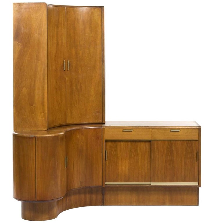 Mid Century Modern Danish Teak Desk Corner Storage Unit For Sale