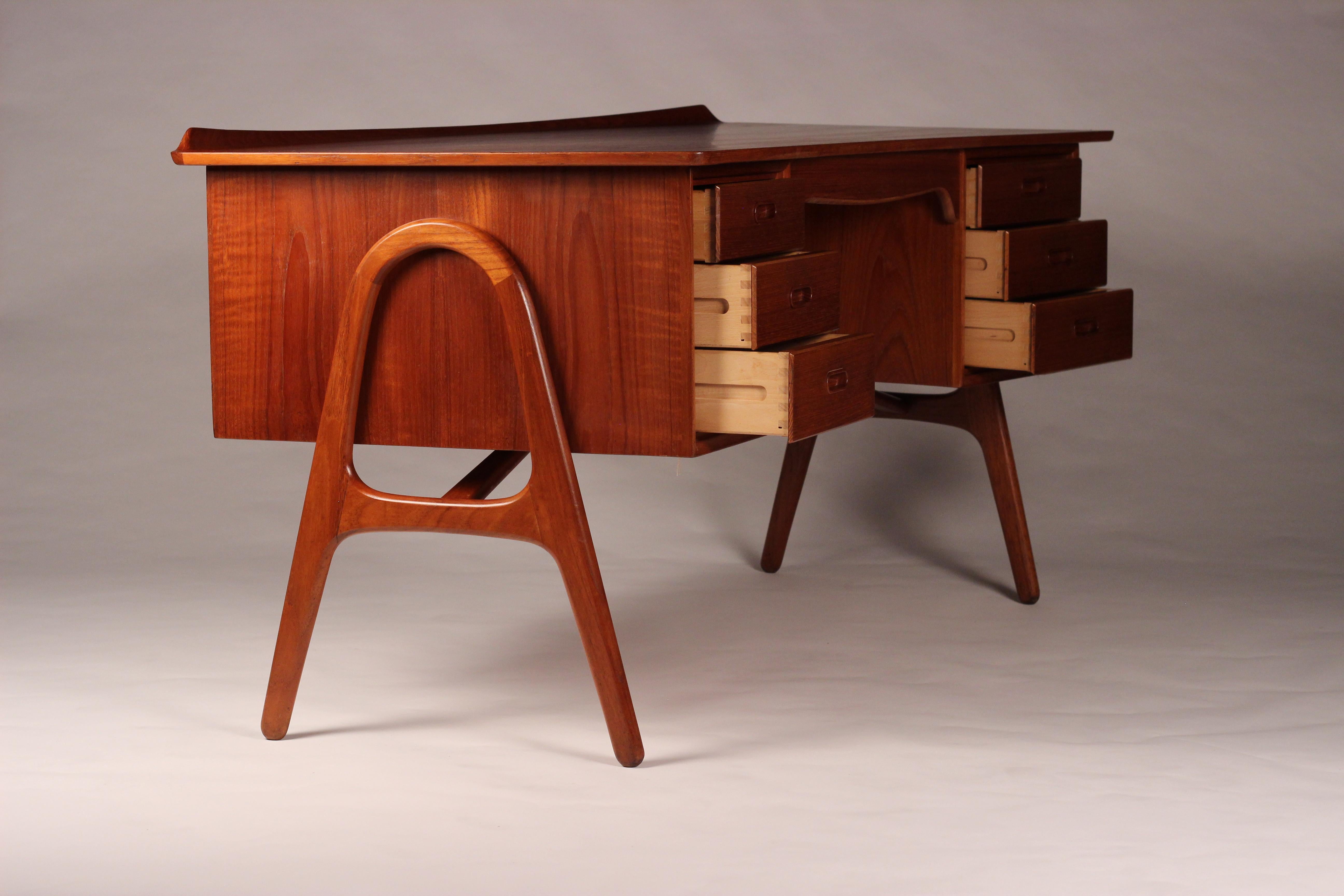 Mid-Century Modern Danish Teak Desk Designed by Svend Aage Madsen 3