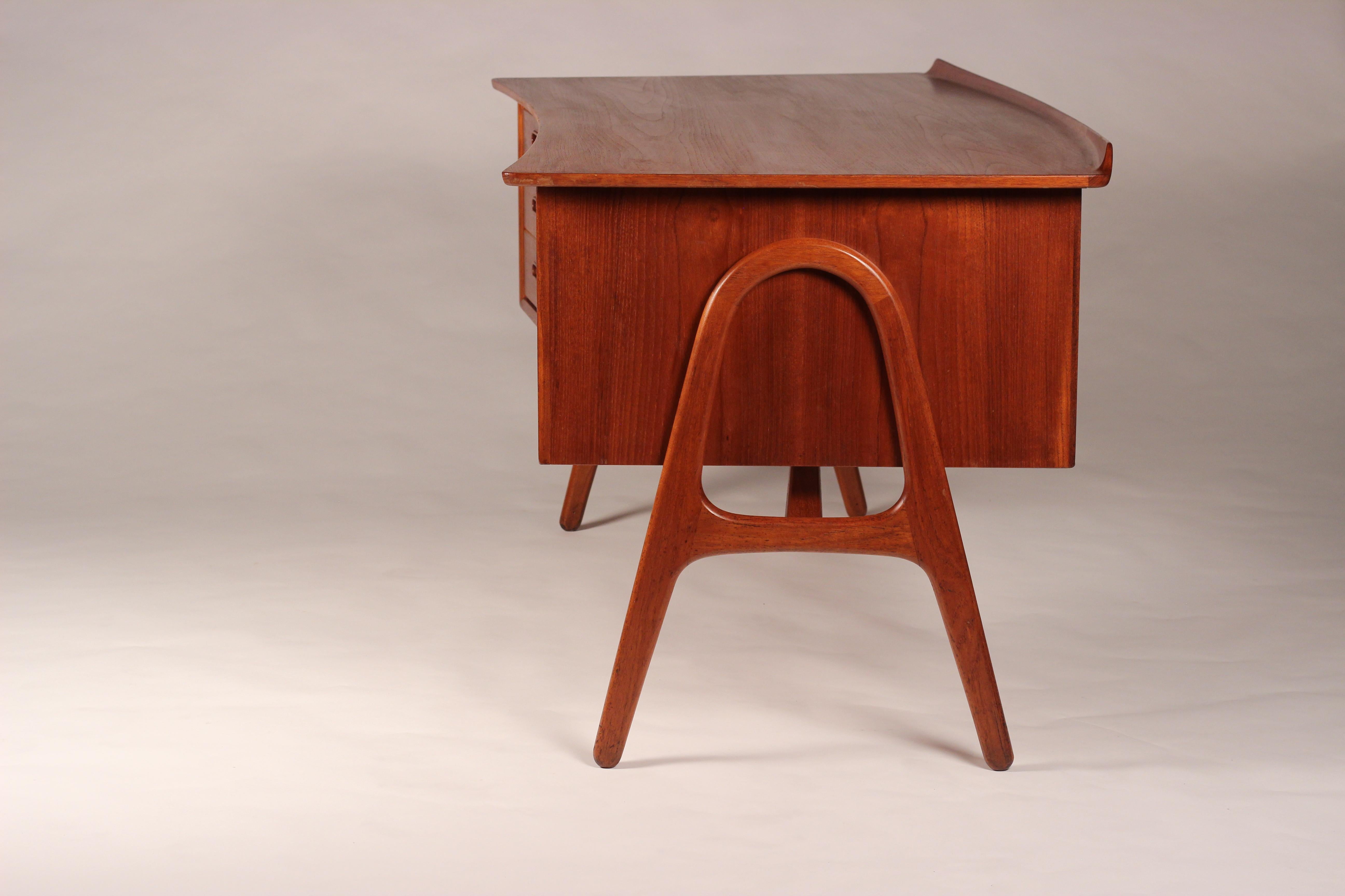 Mid-Century Modern Danish Teak Desk Designed by Svend Aage Madsen 9