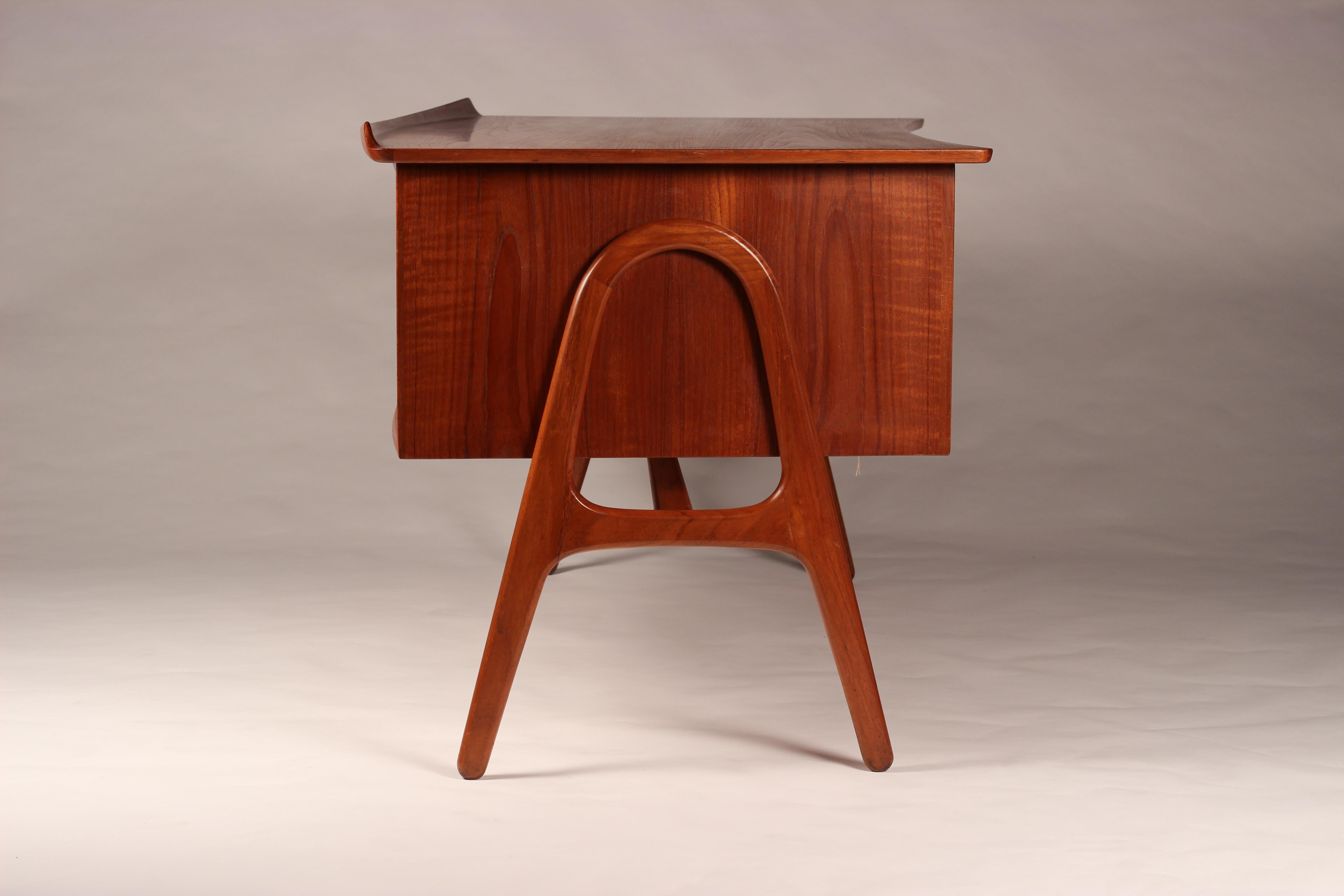 Mid-Century Modern Danish Teak Desk Designed by Svend Aage Madsen 1