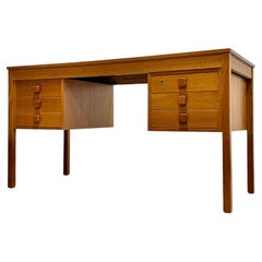 Vintage Mid Century MODERN Danish Teak Double-Sided DESK, 1960's