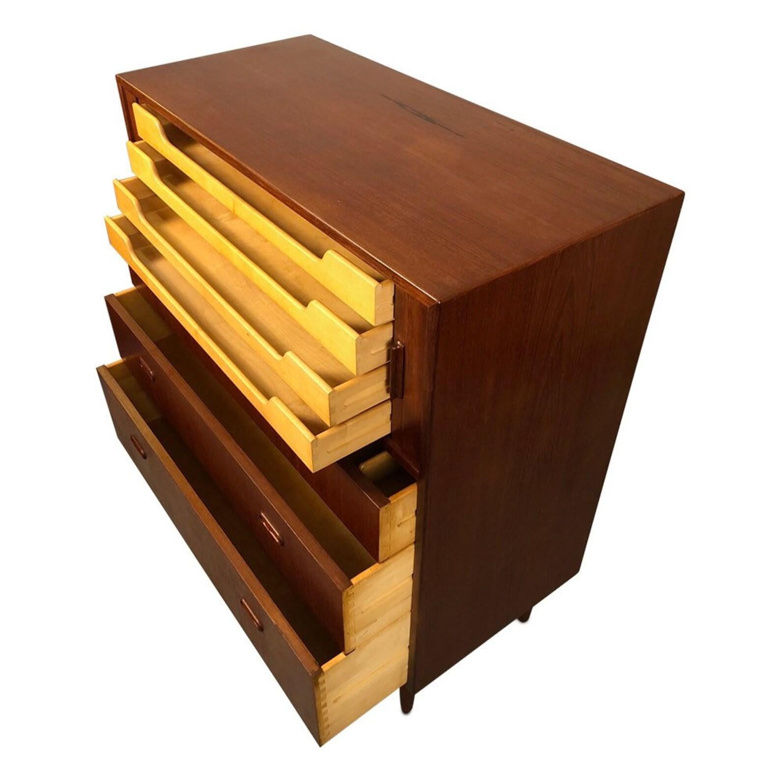 Mid-Century Modern Danish Teak Dresser with Tambour Sliding Doors 1
