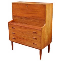 Mid-Century Modern Danish Teak Drop Down Desk Secretary Dresser Peter Hvidt 1960