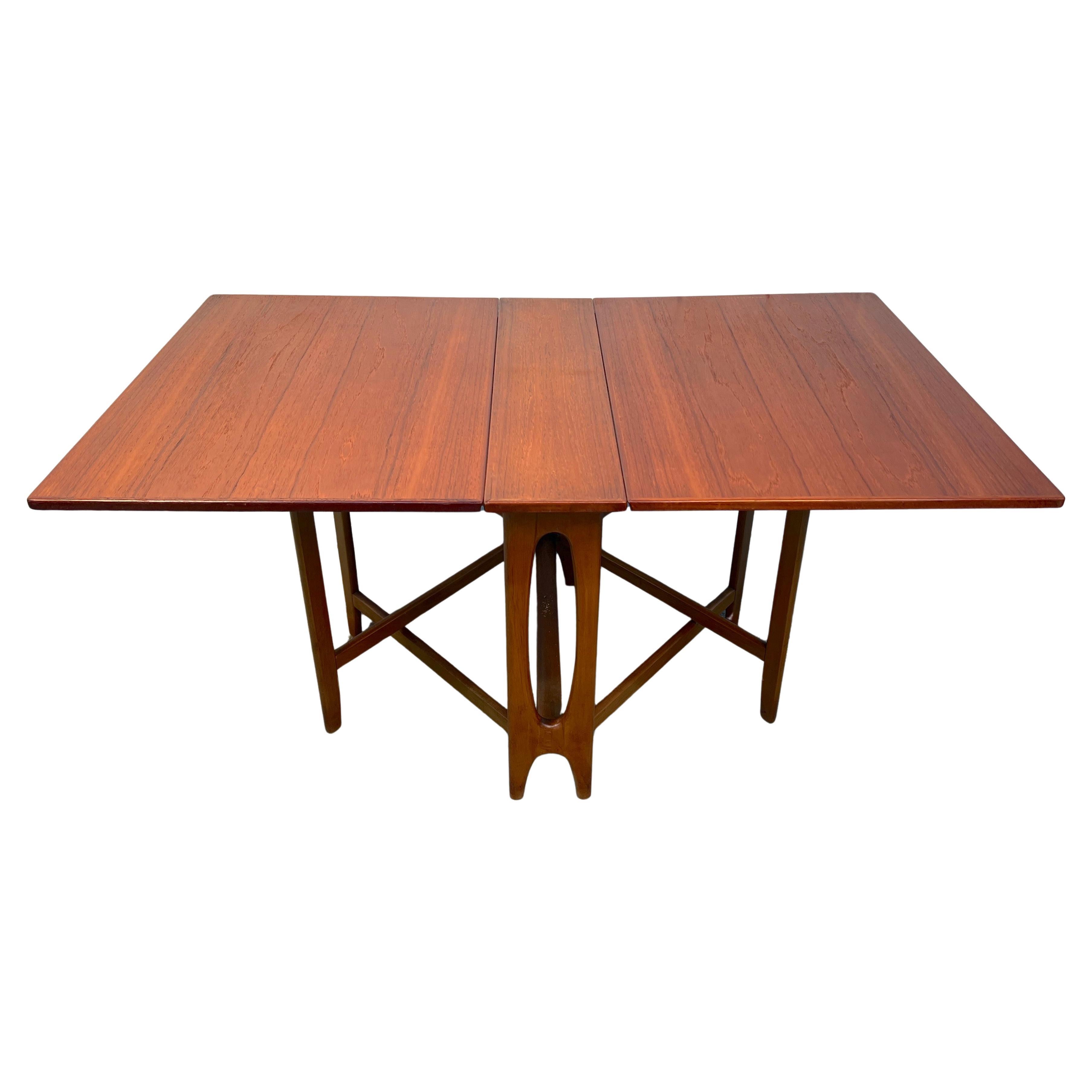 Mid-Century Modern Danish Teak Drop Leaf Dining Table
