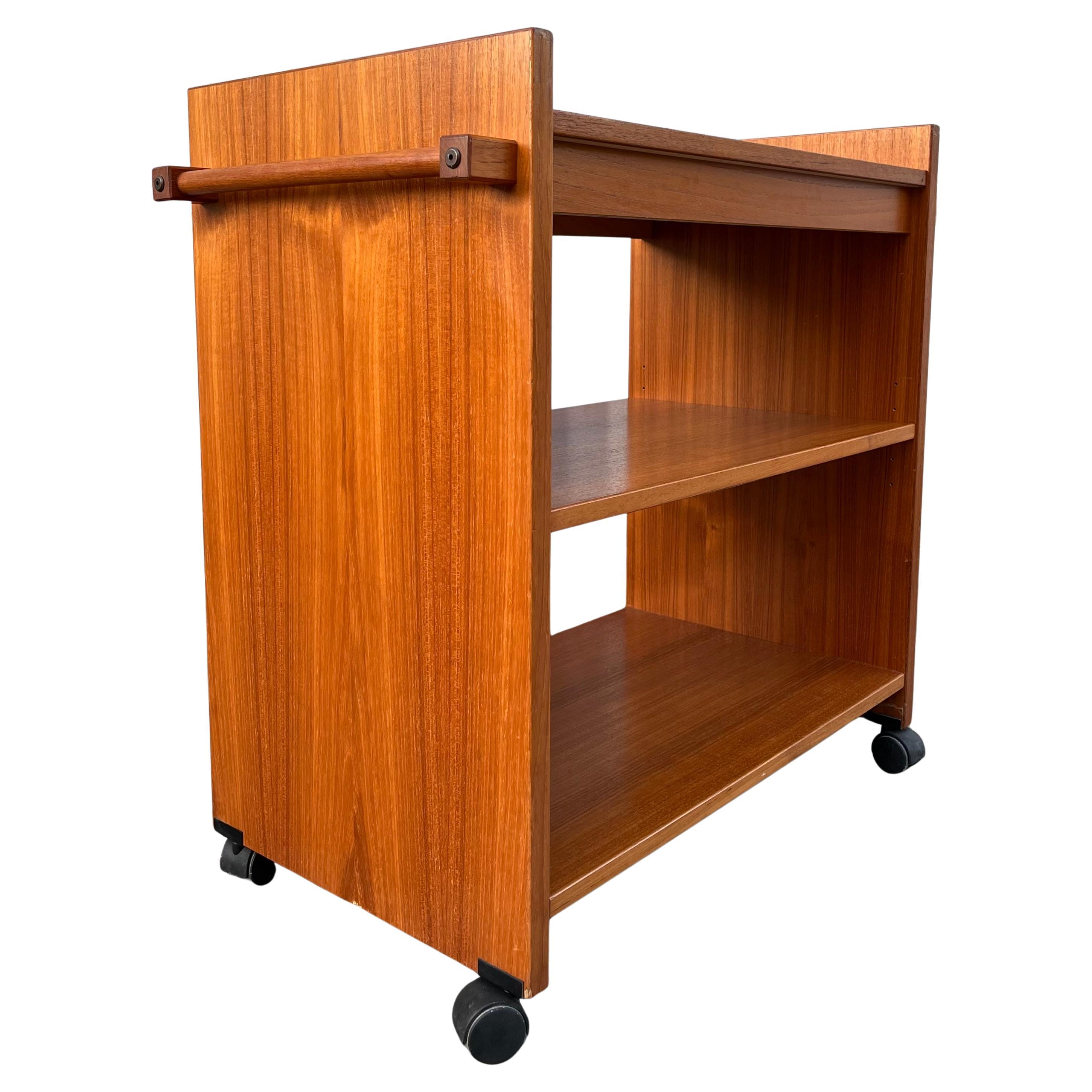 Mid-Century Modern Danish Teak Dry Bar / Serving Cart by PBJ Mobler. Circa 1970s