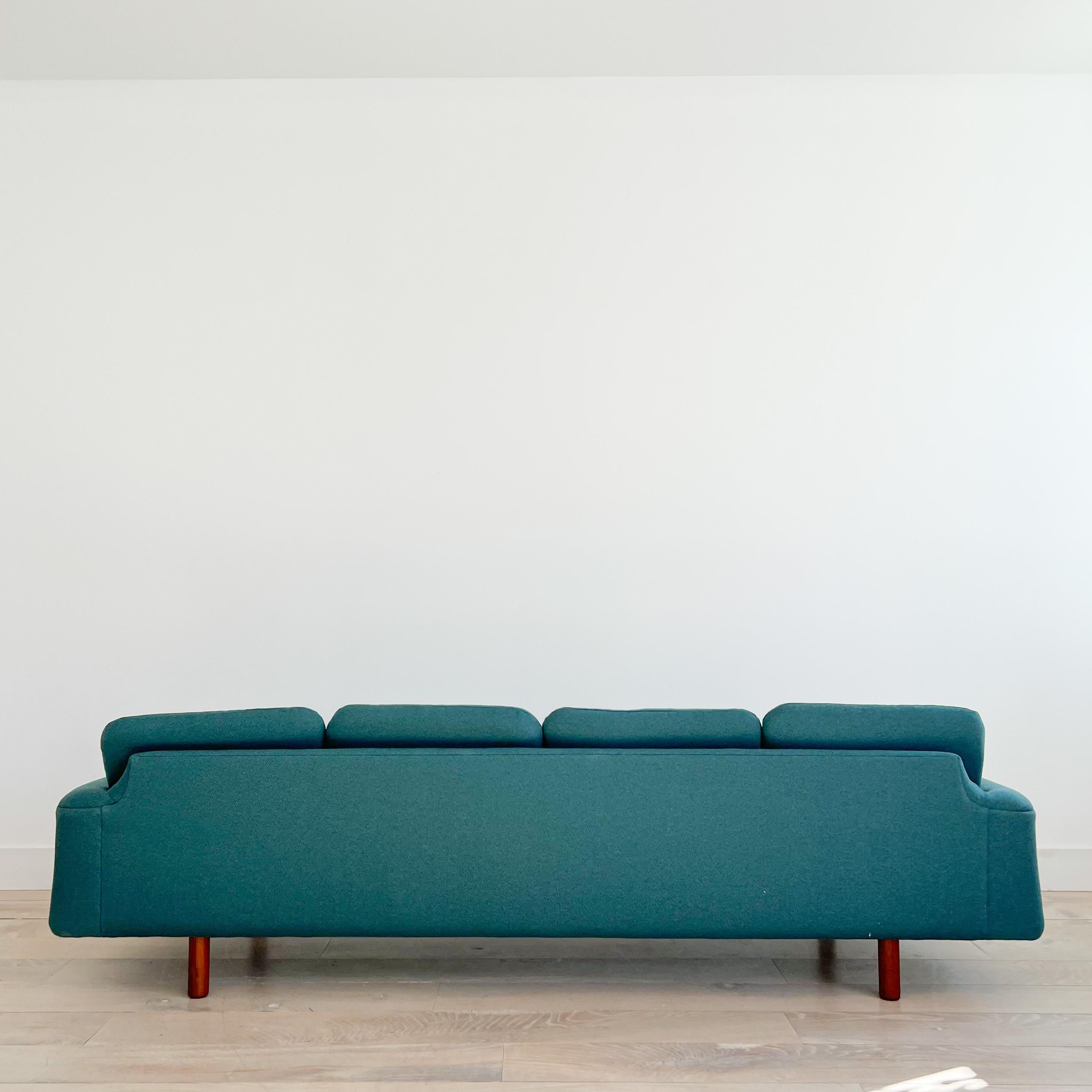 Mid Century Modern Danish Teak Extra Long Sofa w/ Teak Legs 5