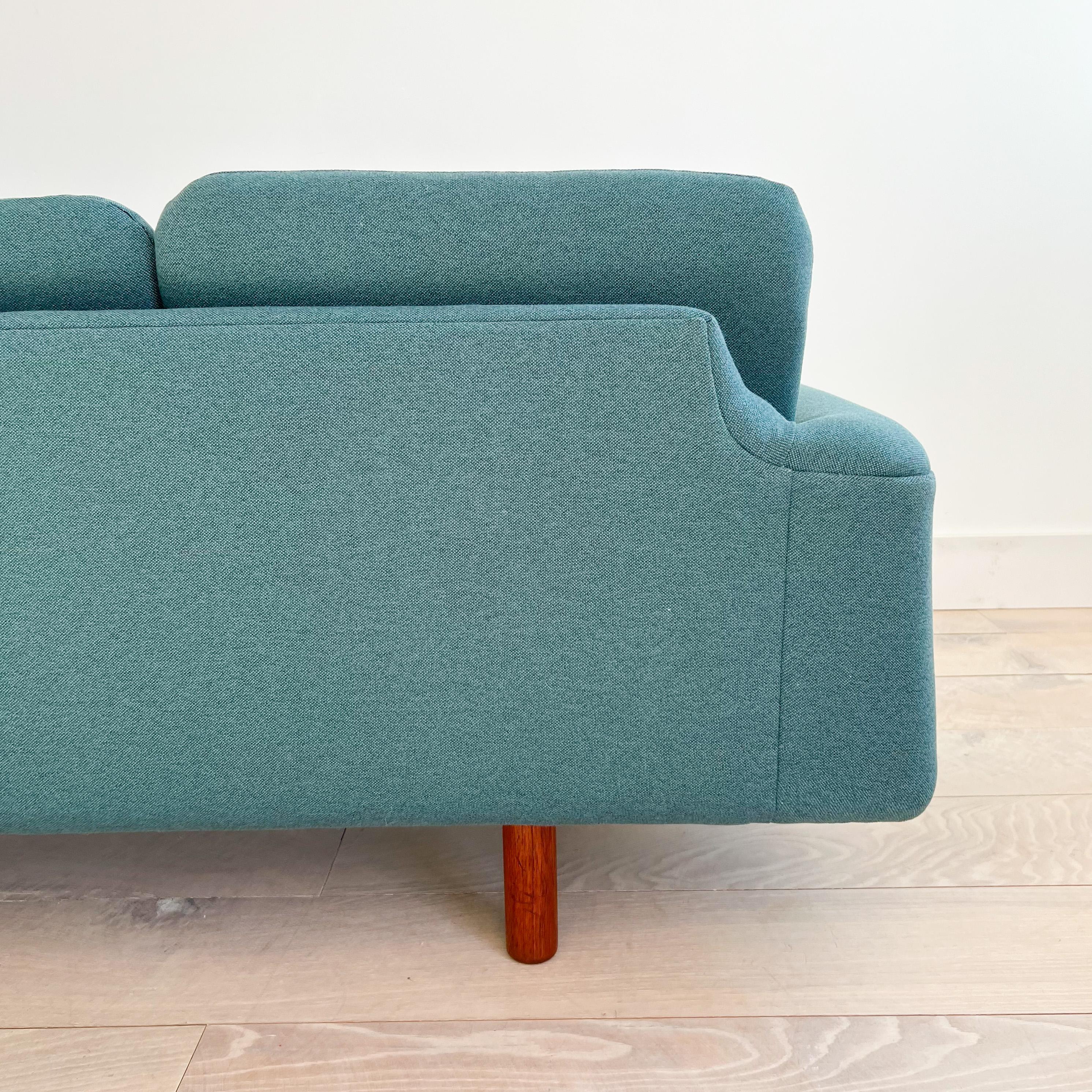 Mid Century Modern Danish Teak Extra Long Sofa w/ Teak Legs 7