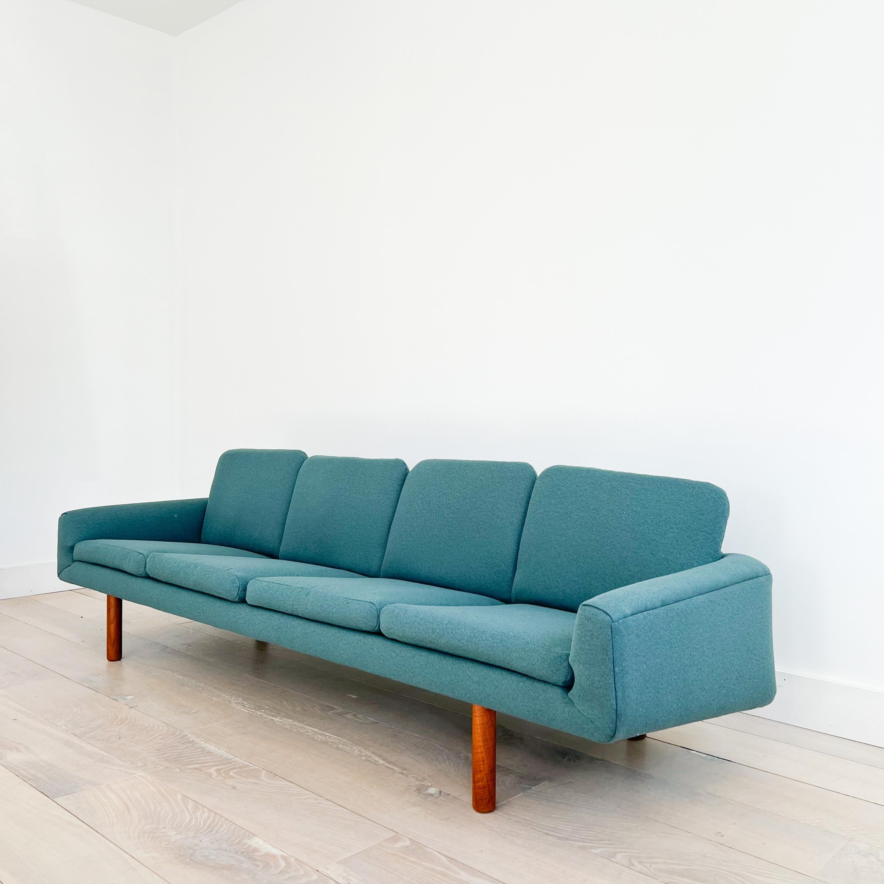 Mid-Century Modern Mid Century Modern Danish Teak Extra Long Sofa w/ Teak Legs