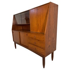 Mid Century Modern Danish Teak Highboard Cabinet Buffet  With Secretary Bar