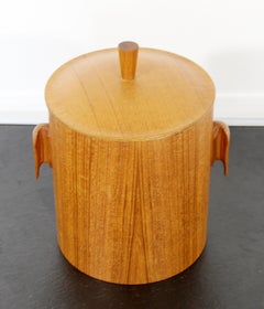 Mid-Century Modern Danish Teak Ice Cooler Bucket with Tongs Scandinavian, 1960s