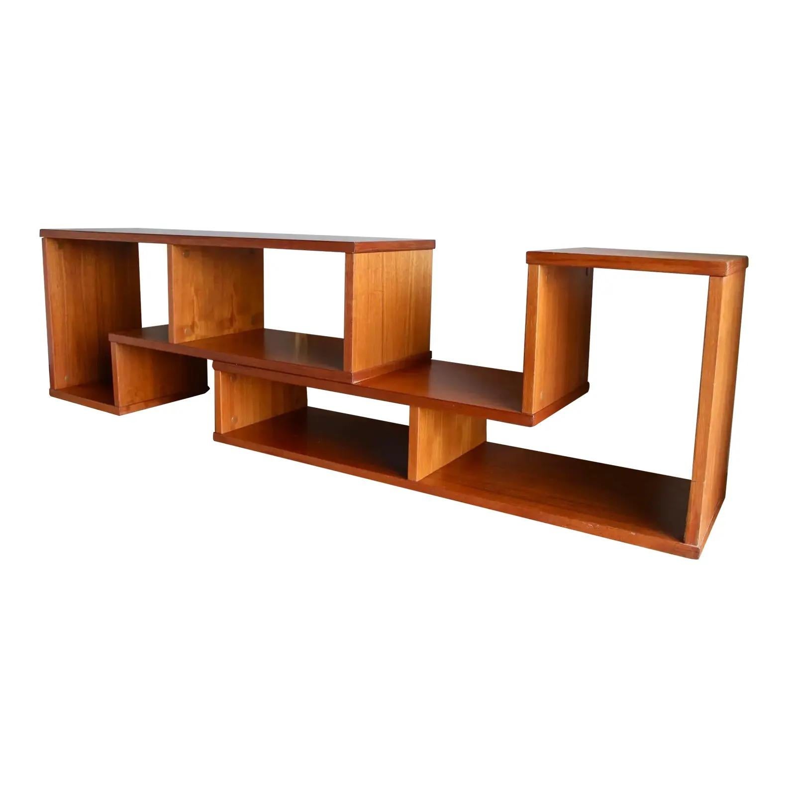 Mid Century Modern Danish Teak L-Shaped Two Piece Expanding Bookcase Wall Unit 4