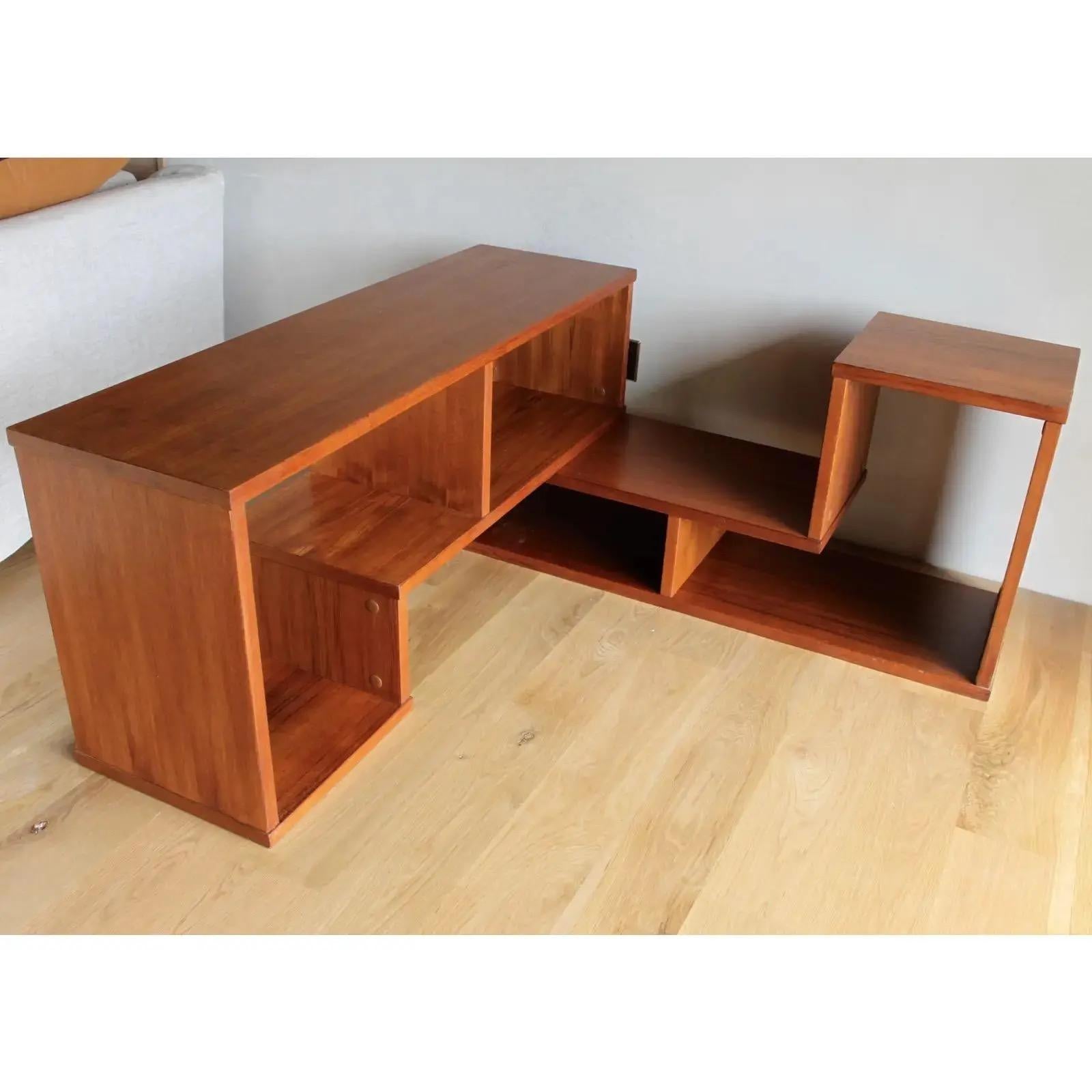 Mid-20th Century Mid Century Modern Danish Teak L-Shaped Two Piece Expanding Bookcase Wall Unit