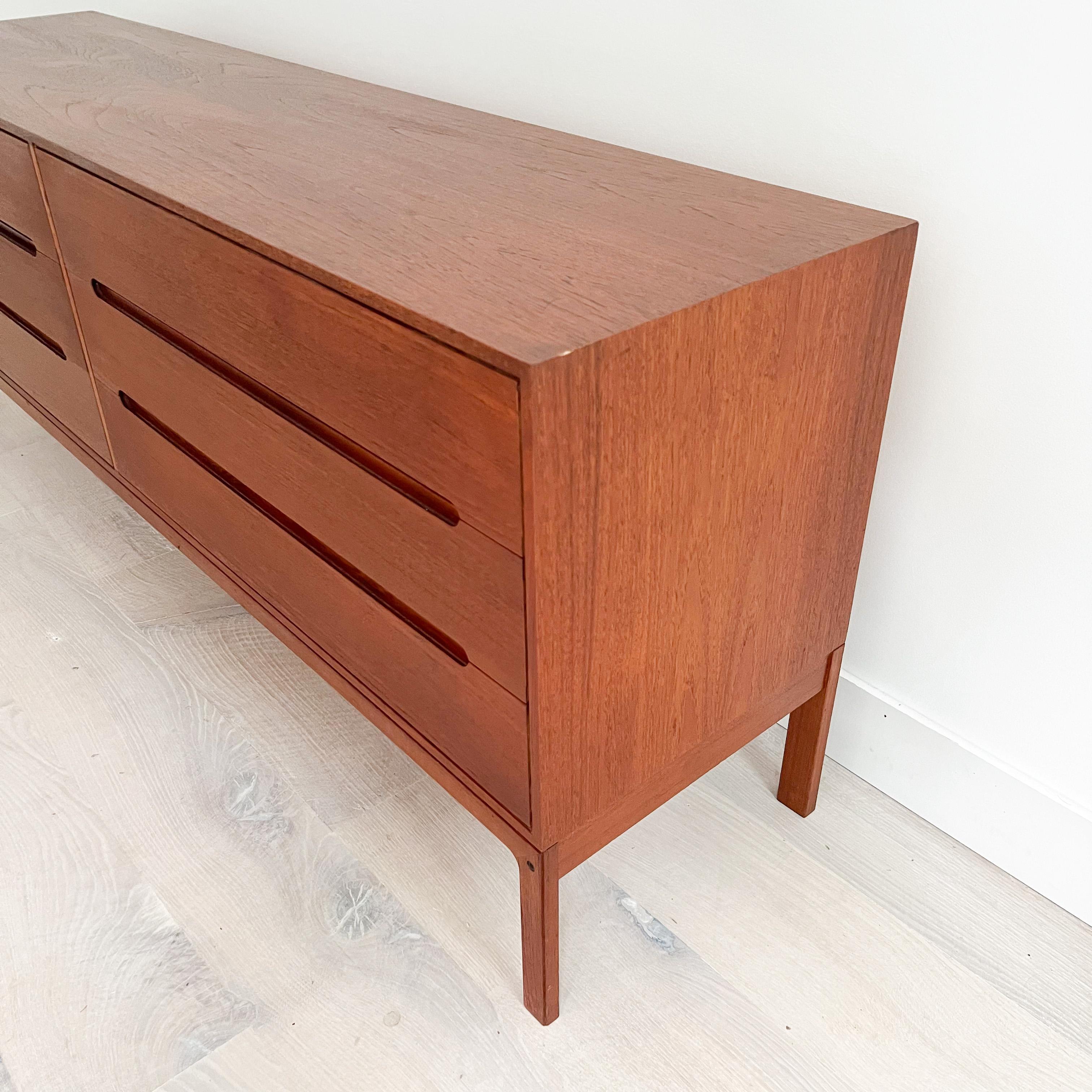 Mid-20th Century Mid Century Modern Danish Teak Low 6 Drawer Dresser by Nils Jonsson