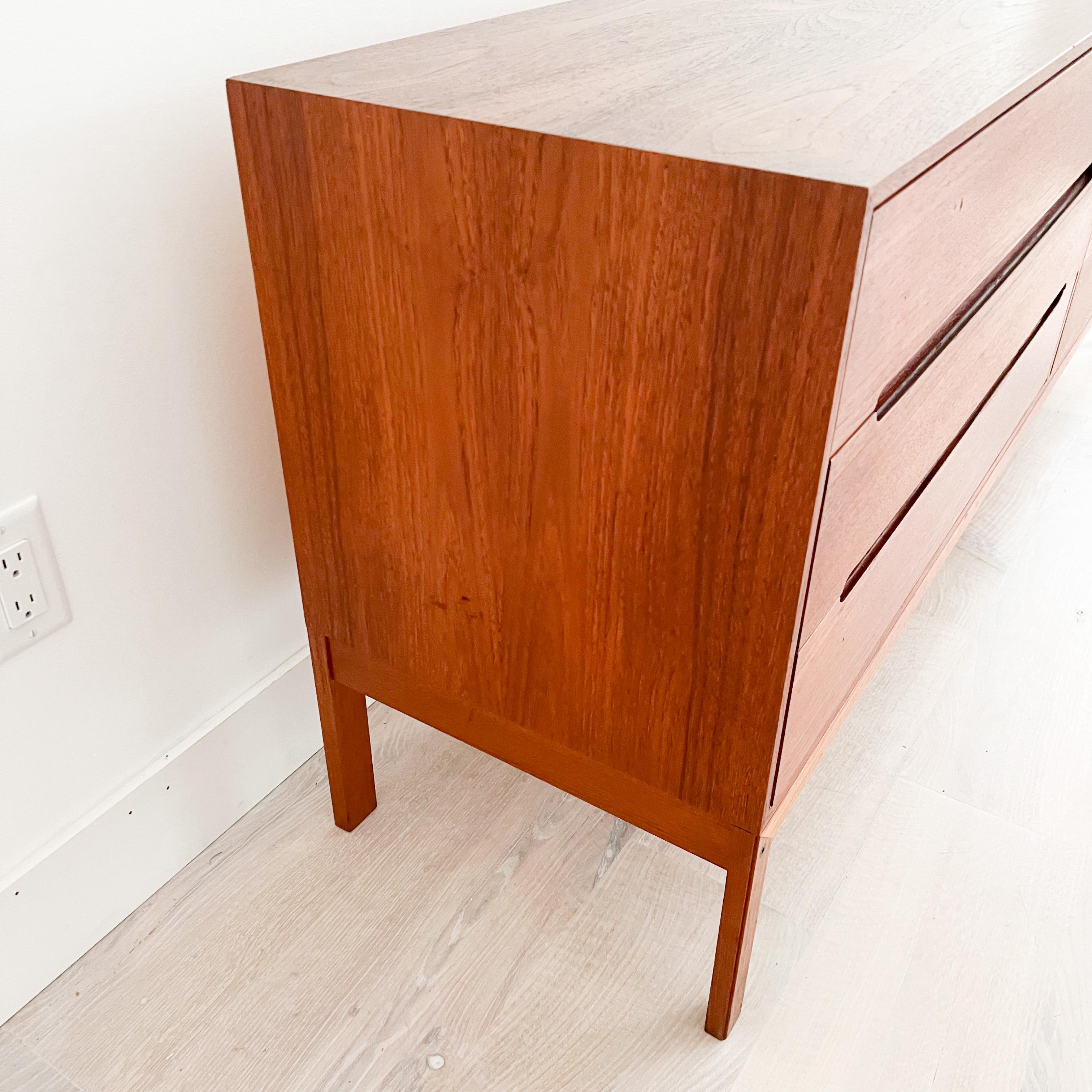 Mid Century Modern Danish Teak Low 6 Drawer Dresser by Nils Jonsson 1