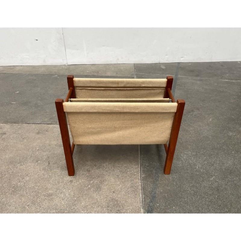 Cotton Mid-Century Modern Danish Teak Magazine Holder, 1960s For Sale