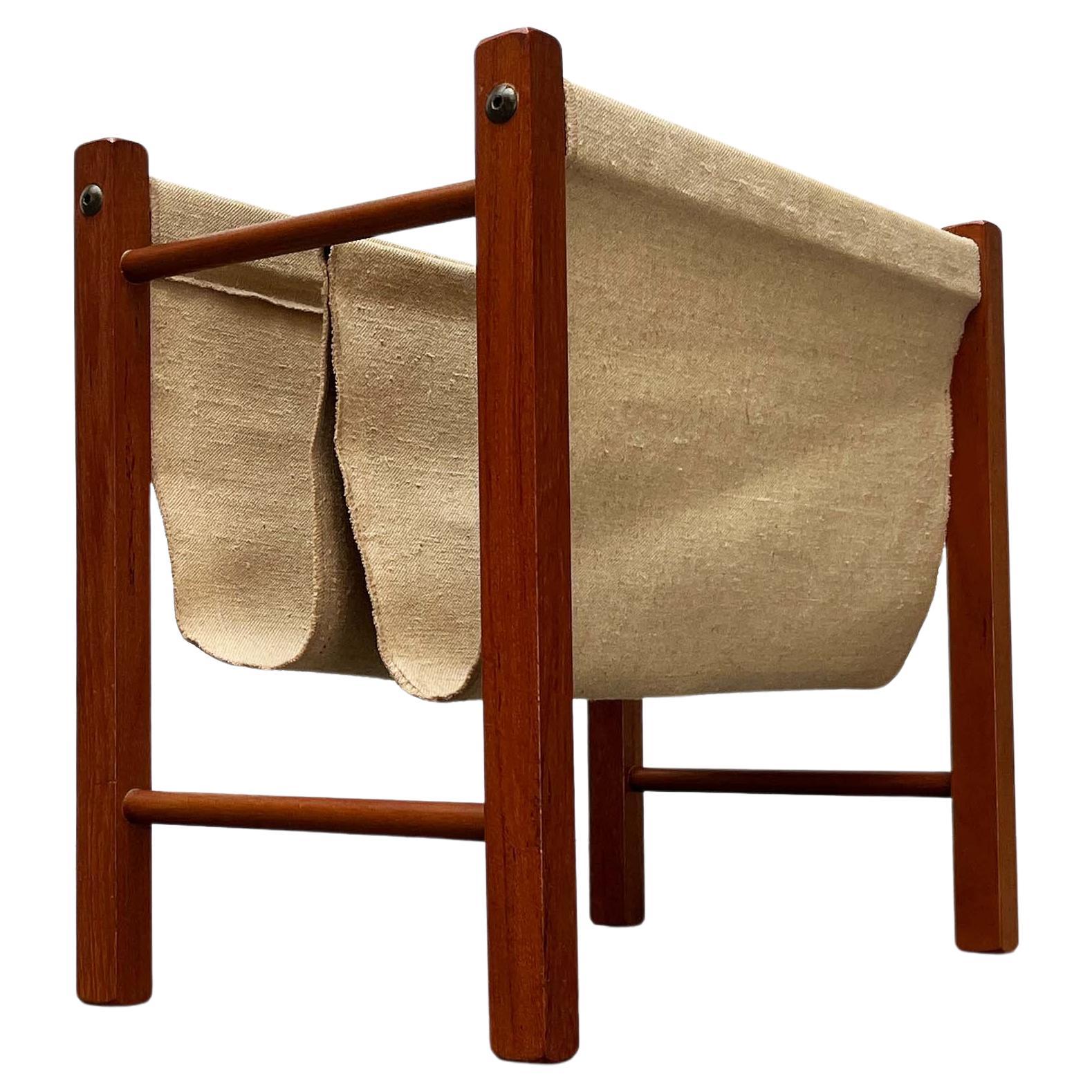 Mid-Century Modern Danish Teak Magazine Holder, 1960s For Sale
