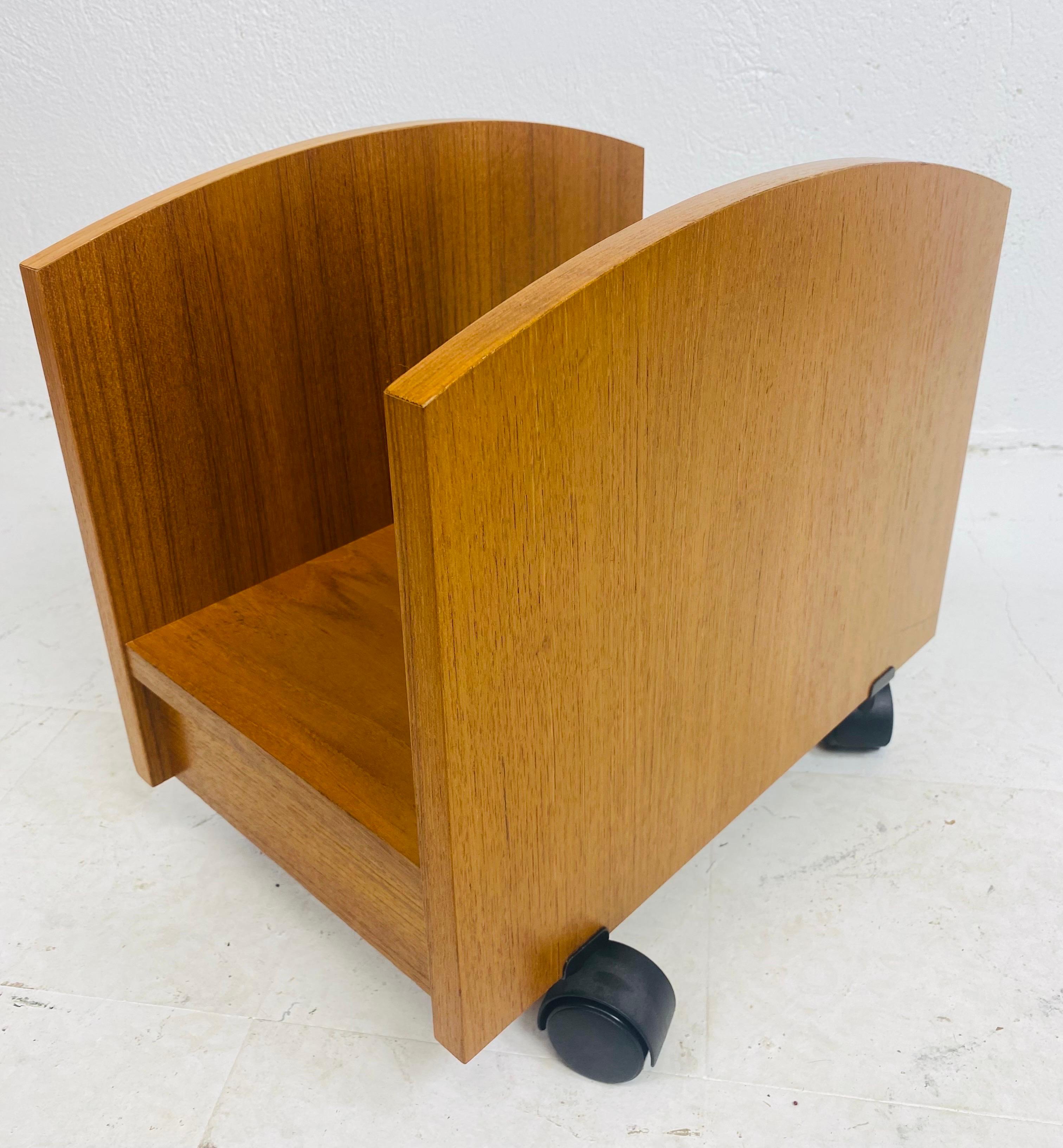 Wood Mid century modern danish teak magazine rack For Sale