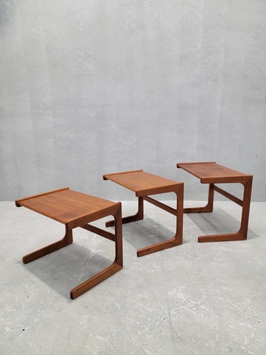 Mid-Century Modern Mid Century Modern Danish Teak Nesting Tables by Salin Nyborg Møbler - Set of 3 For Sale