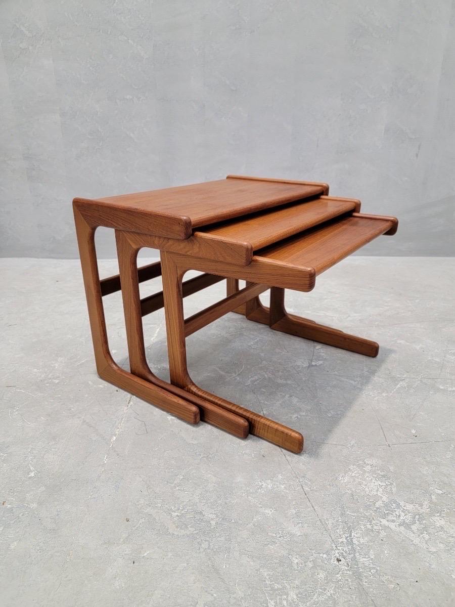 Mid-20th Century Mid Century Modern Danish Teak Nesting Tables by Salin Nyborg Møbler - Set of 3 For Sale