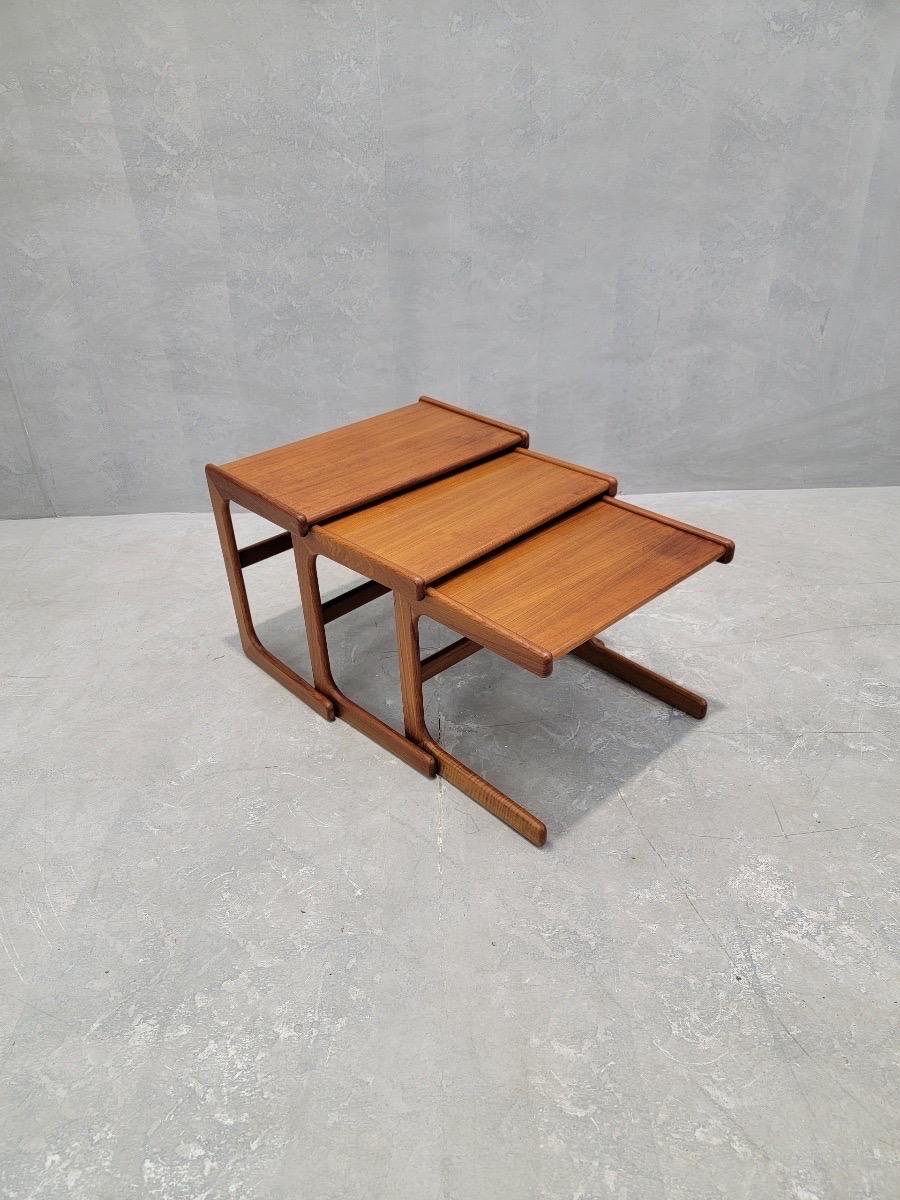 Mid Century Modern Danish Teak Nesting Tables by Salin Nyborg Møbler - Set of 3 For Sale 1