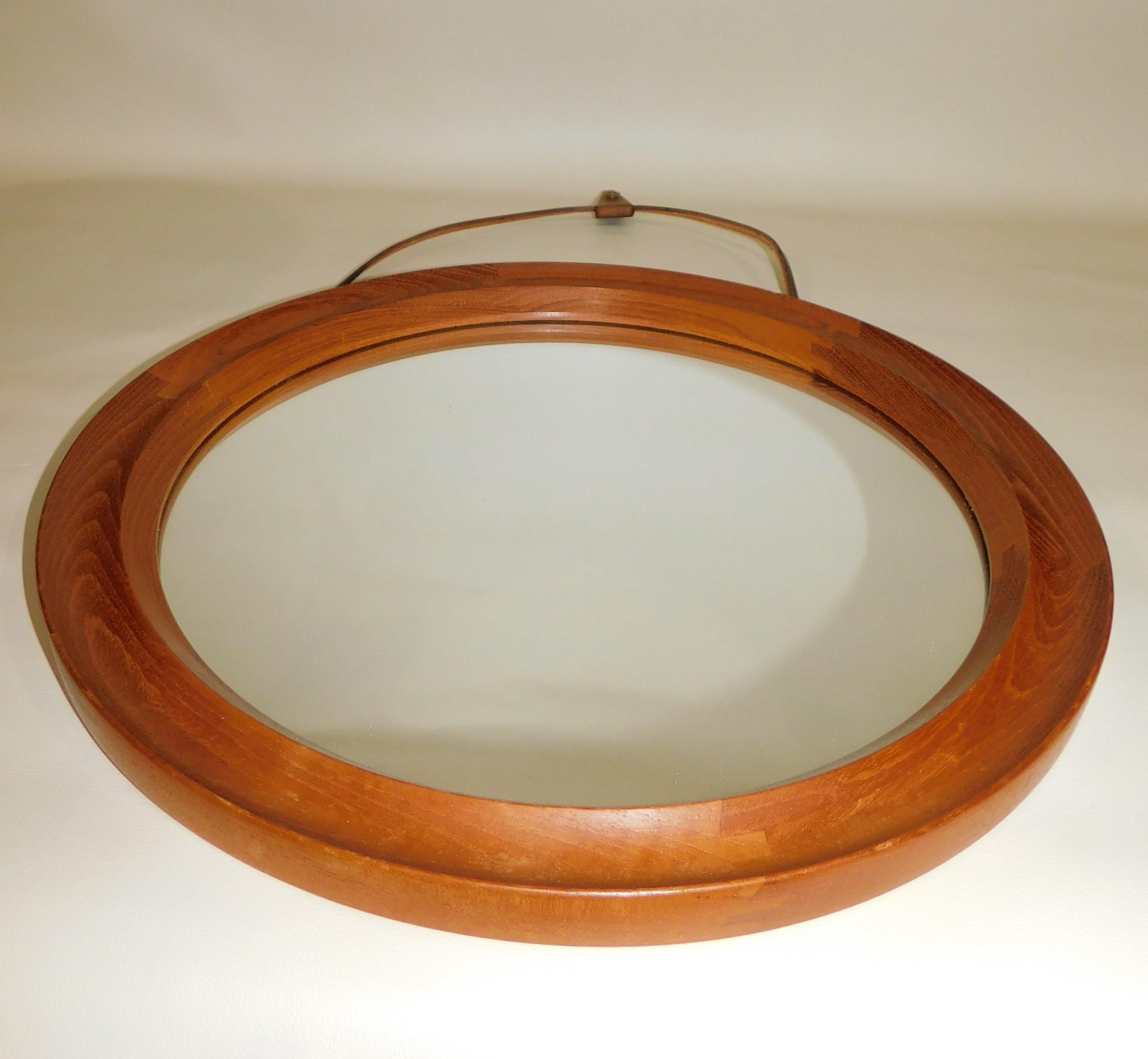 oval mirror with leather strap