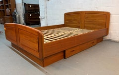 Mid-Century Modern Danish Teak Platform Bed w/ Storage