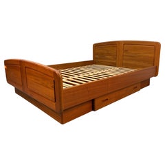 Mid-Century Modern Danish Teak Platform Bed w/ Storage
