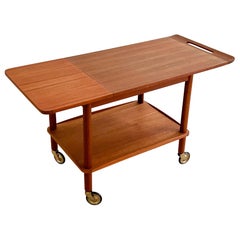 Mid-Century Modern Danish Teak Silkeborg Bar Cart W/ Sliding Top