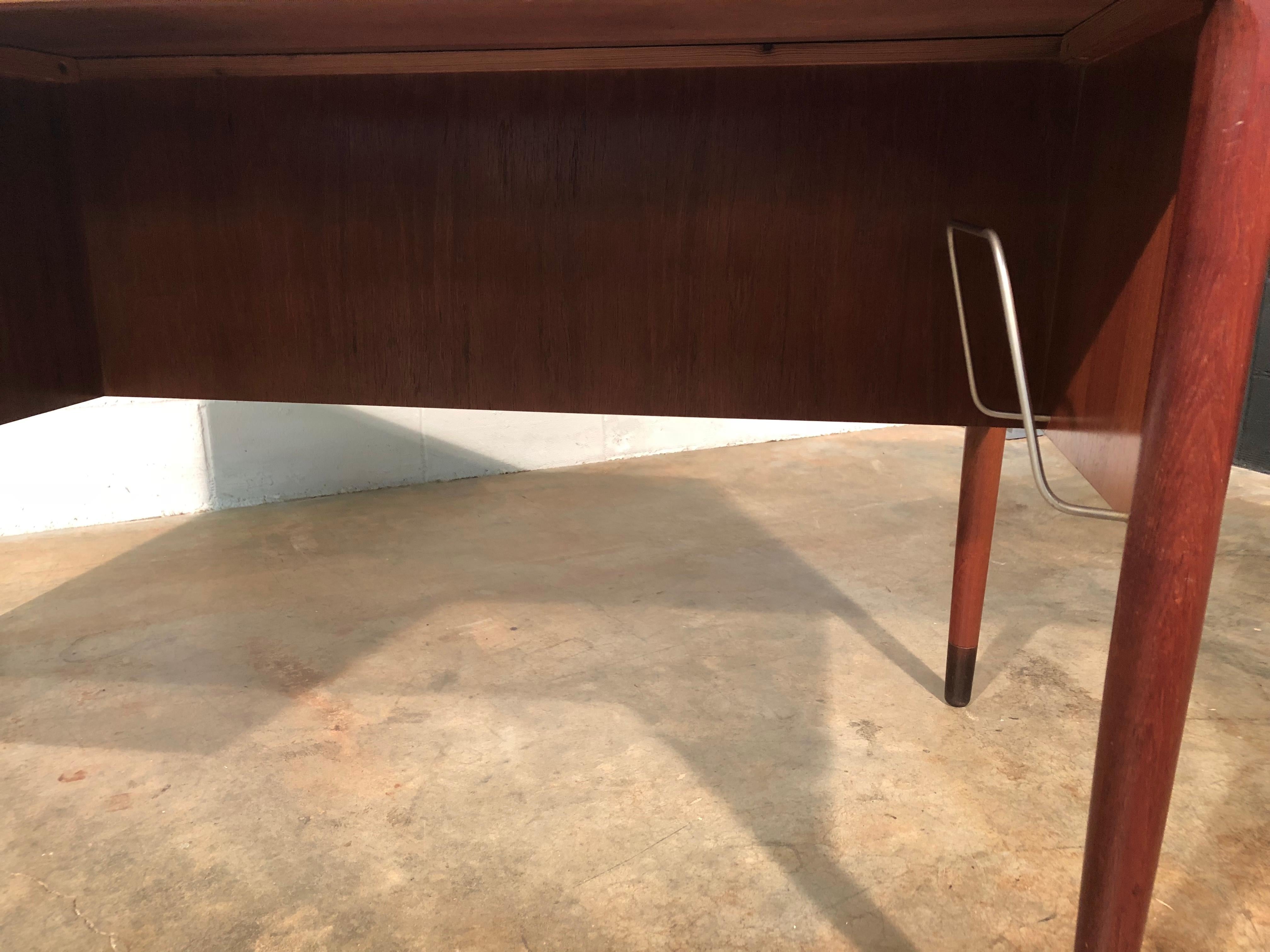 Mid-Century Modern Danish Teak Slant Front Desk with Built in Wine Bar 10