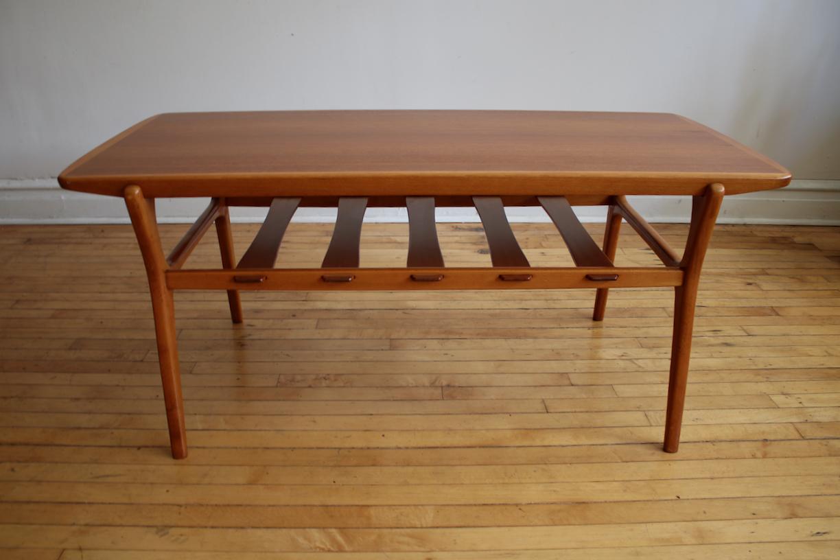 Mid-Century Modern Danish Teak Slat Shelf Coffee Table 5