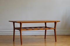 Mid-Century Modern Danish Teak Slat Shelf Coffee Table