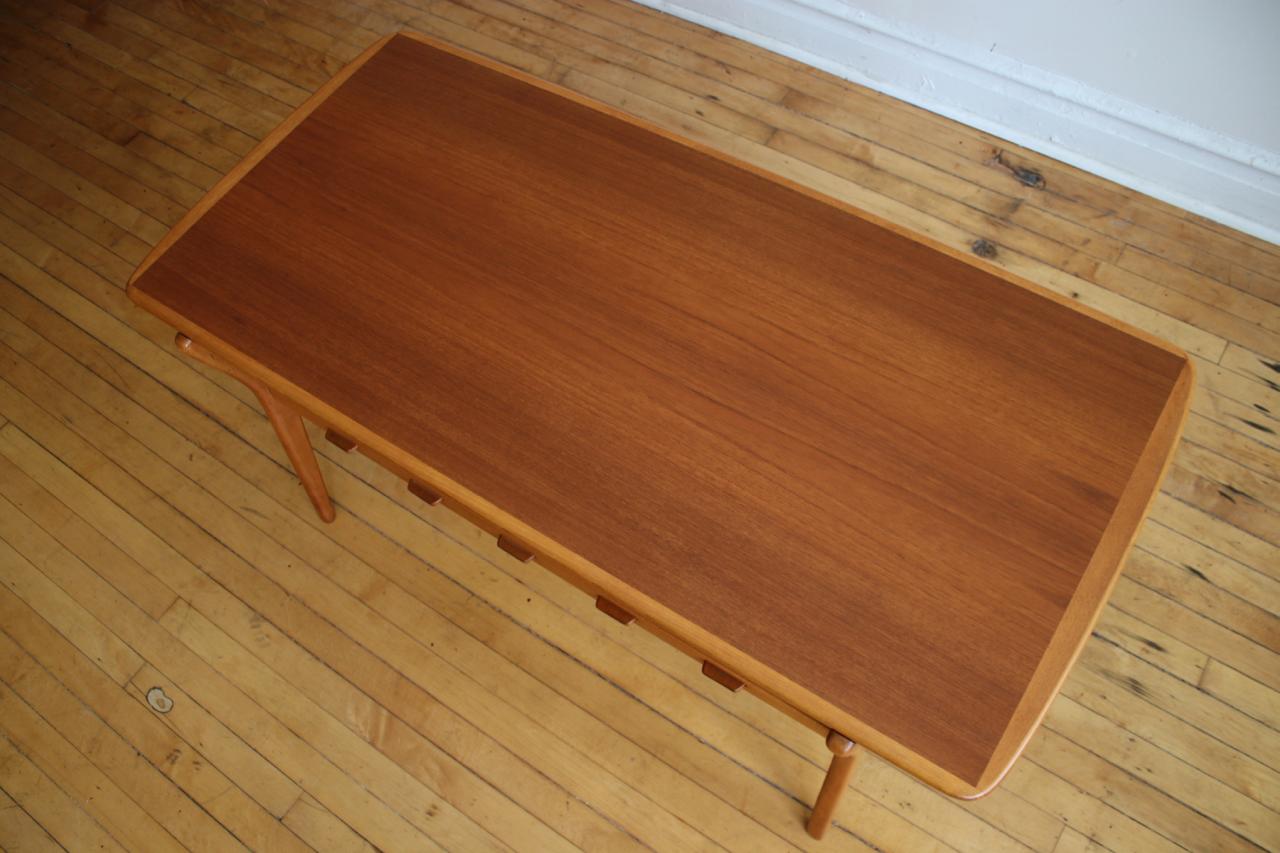 Mid-Century Modern Danish Teak Slat Shelf Coffee Table 1