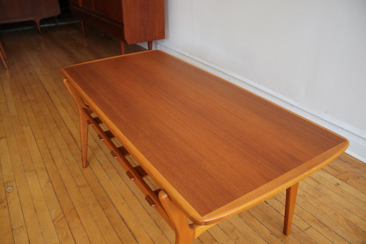 Mid-Century Modern Danish Teak Slat Shelf Coffee Table 2