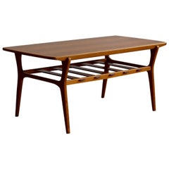 Mid-Century Modern Danish Teak Slat Shelf Coffee Table